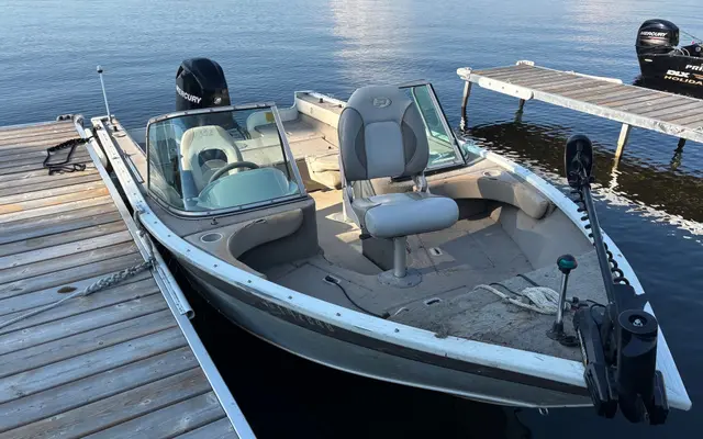 The Legend 90 HP fishing boat at the dock, seen from above