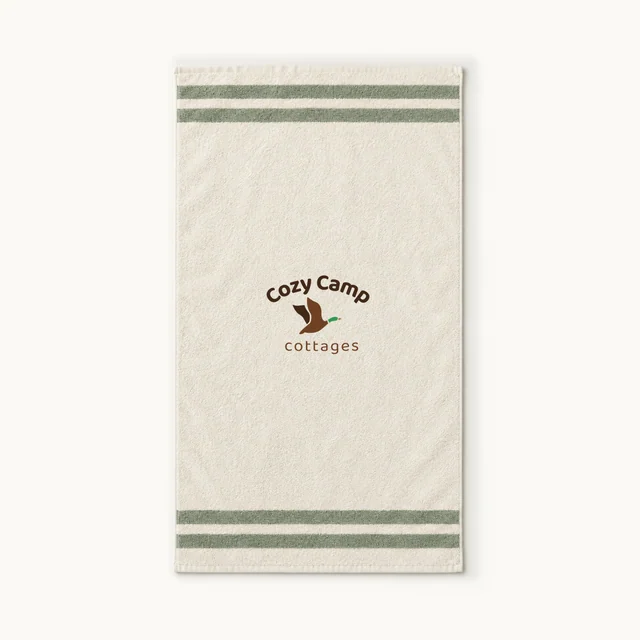 Cozy Camp Beach Towel in Ivory & Sage, front, product concept