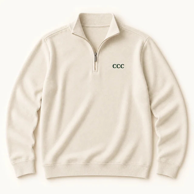 Clubhouse Quarter-Zip in Ivory, front, product concept