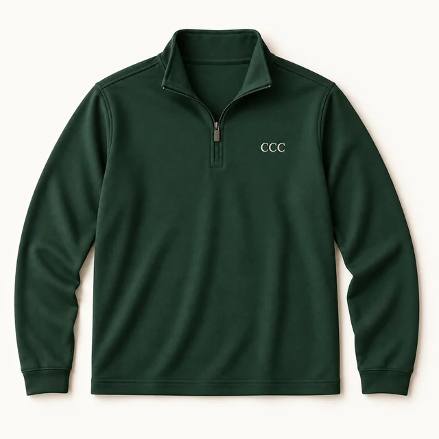 Fairway Quarter-Zip in Pine Green, front, product concept