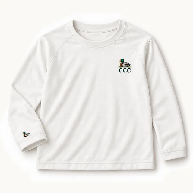 CCC Essentials Kids’ Sun Shirt in Ivory, front, product concept