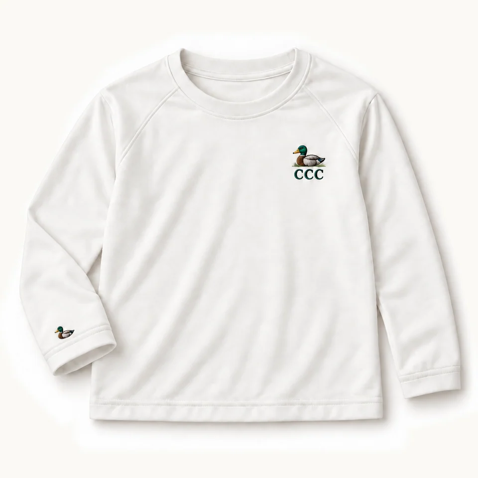 CCC Essentials Kids’ Sun Shirt in Ivory, front of the garment, product concept