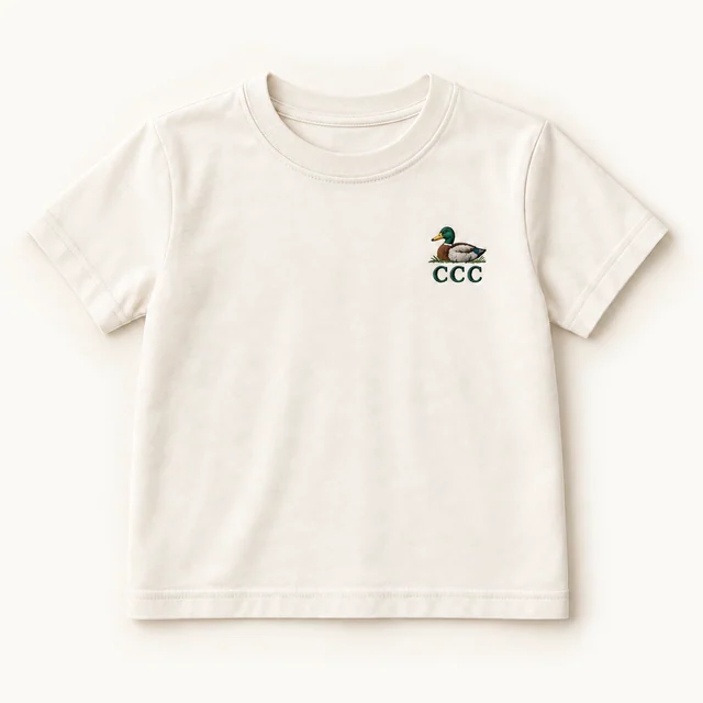 CCC Essentials Kids’ T-shirt in Ivory, front, product concept