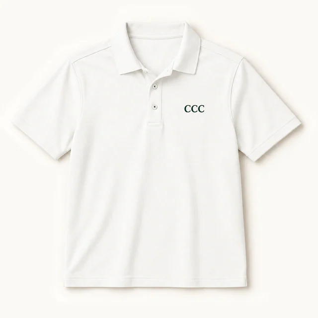 CCC Essentials Golf Polo in Ivory, front, product concept