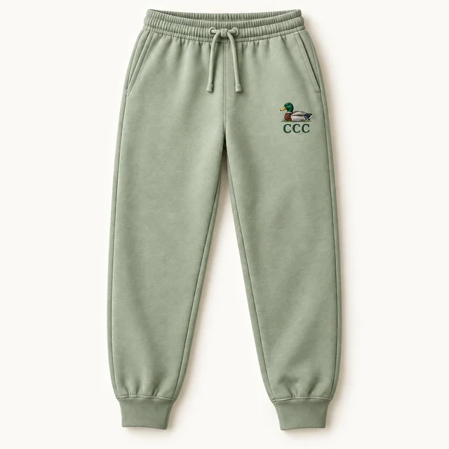 CCC Essentials Sweatpants in Light Green, front, product concept