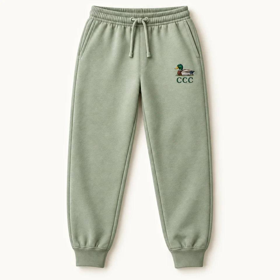 CCC Essentials Sweatpants in Light Green, front of the garment, product concept