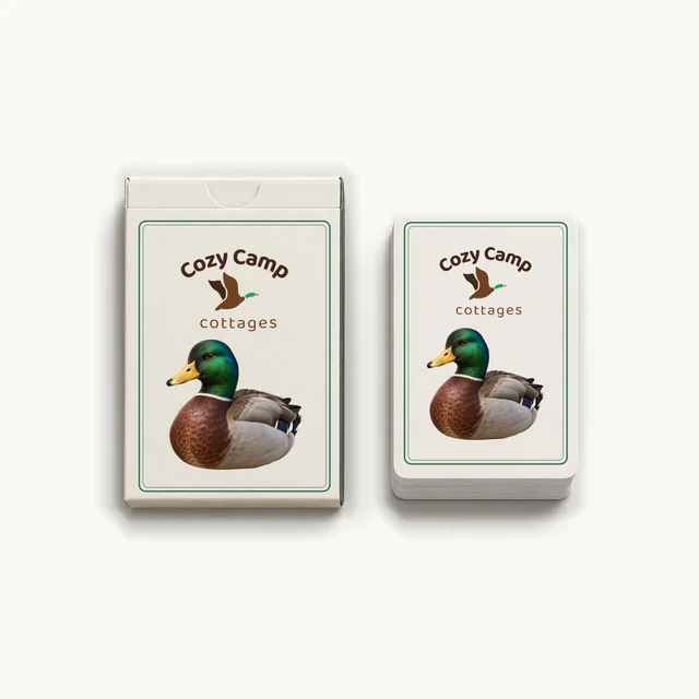 Cozy Camp Playing Cards in Ivory & Pine, front, product concept