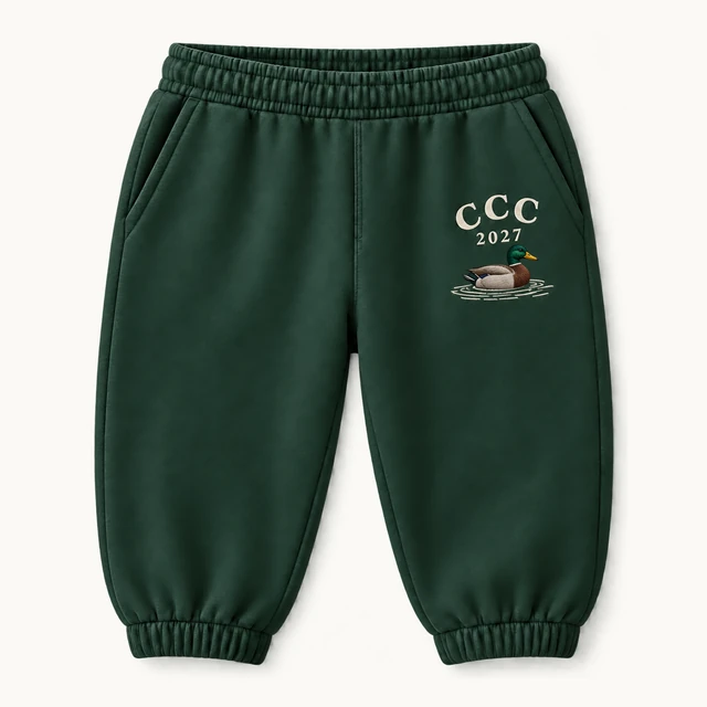 Summer 2027 Kids’ Sweatpants in Pine Green, front, product concept