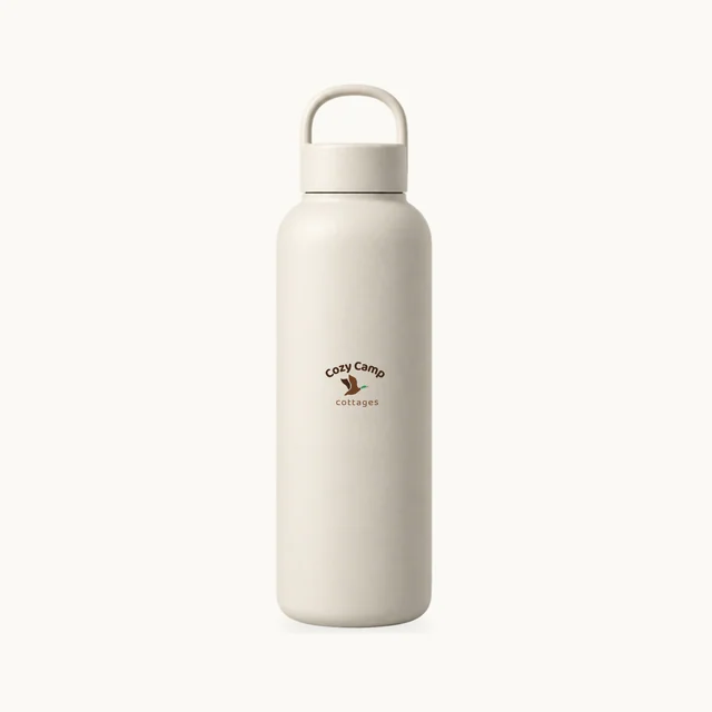 The Lakeside Water Bottle in Ivory, front, product concept